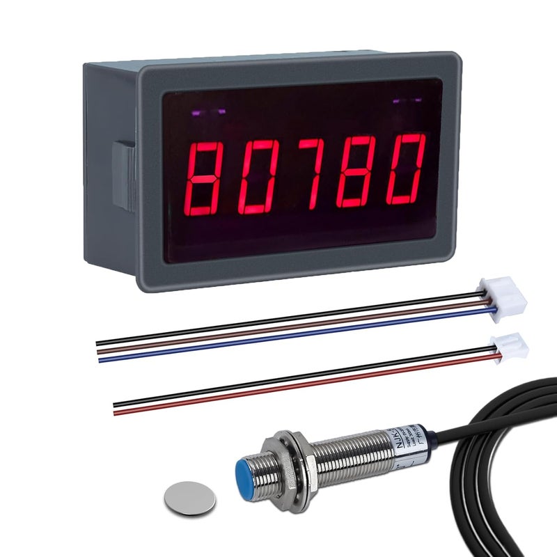 IS 5-bit LED Tachometer, ICSTATION DC 5V-30V RPM Speed Meter Digital Motor Tachometer, Supports RPM/s Mode, Frequency Division & Filtering Function, Revolution Meter With Hall Proximity Switch Sensor NPN - Image 1